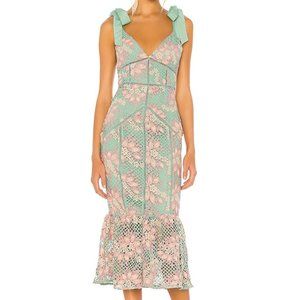 Lovers + Friends Gilda Midi Dress Crocheted Floral